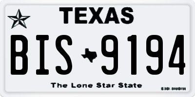 TX license plate BIS9194