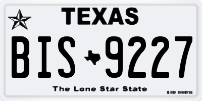TX license plate BIS9227