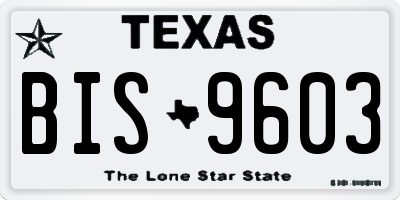 TX license plate BIS9603
