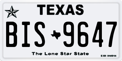 TX license plate BIS9647