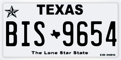 TX license plate BIS9654
