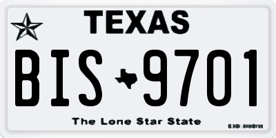TX license plate BIS9701