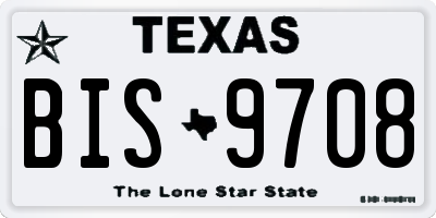 TX license plate BIS9708