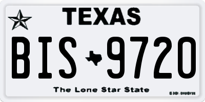 TX license plate BIS9720