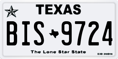 TX license plate BIS9724