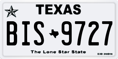 TX license plate BIS9727