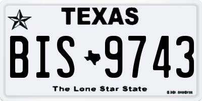 TX license plate BIS9743