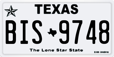 TX license plate BIS9748