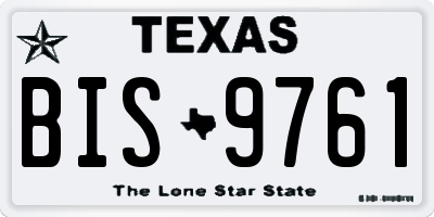 TX license plate BIS9761