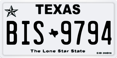 TX license plate BIS9794