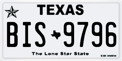 TX license plate BIS9796