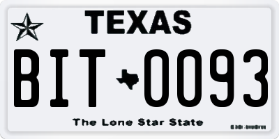 TX license plate BIT0093