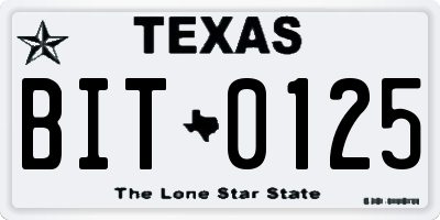 TX license plate BIT0125