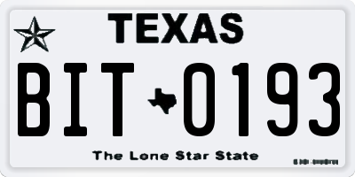 TX license plate BIT0193
