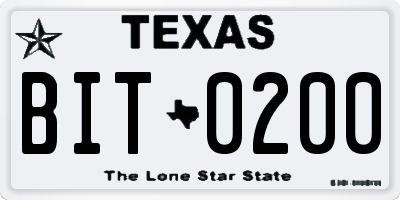 TX license plate BIT0200