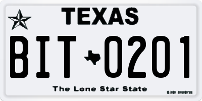 TX license plate BIT0201