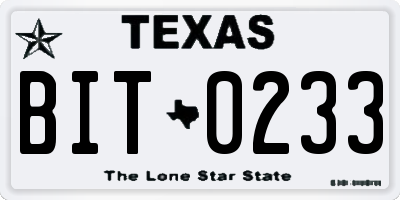 TX license plate BIT0233