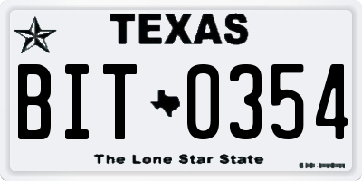 TX license plate BIT0354