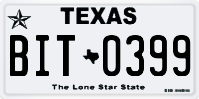 TX license plate BIT0399