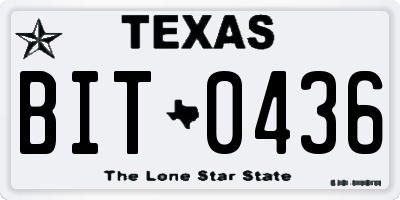 TX license plate BIT0436
