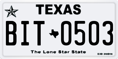 TX license plate BIT0503