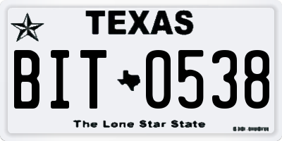 TX license plate BIT0538