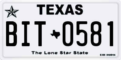 TX license plate BIT0581