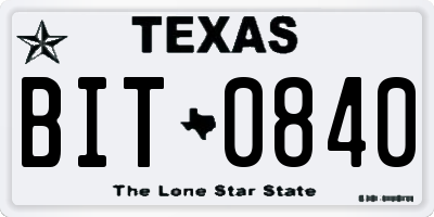 TX license plate BIT0840