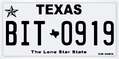 TX license plate BIT0919