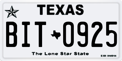 TX license plate BIT0925