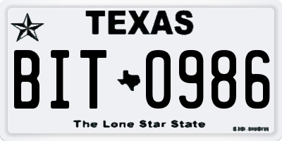 TX license plate BIT0986