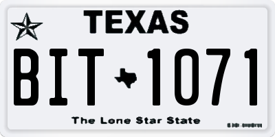 TX license plate BIT1071