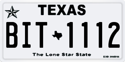 TX license plate BIT1112