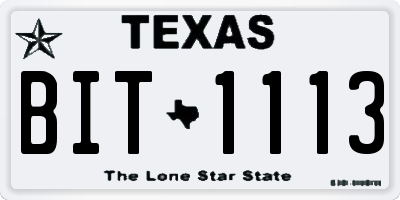 TX license plate BIT1113