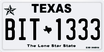 TX license plate BIT1333