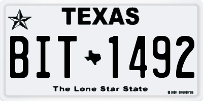 TX license plate BIT1492