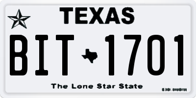 TX license plate BIT1701