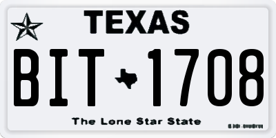 TX license plate BIT1708