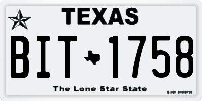 TX license plate BIT1758