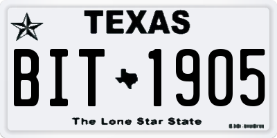 TX license plate BIT1905