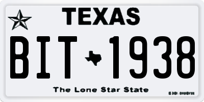 TX license plate BIT1938