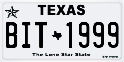 TX license plate BIT1999