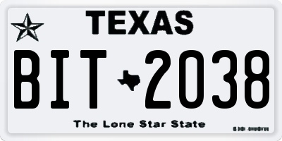 TX license plate BIT2038