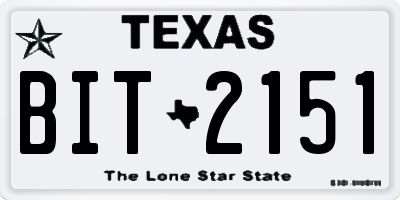 TX license plate BIT2151