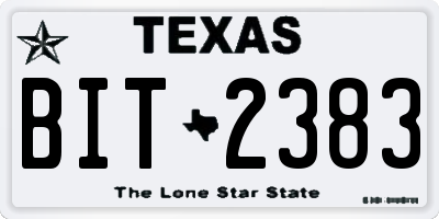 TX license plate BIT2383