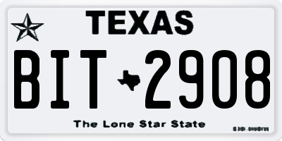TX license plate BIT2908