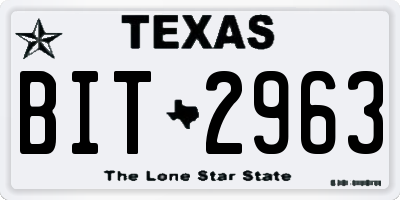 TX license plate BIT2963