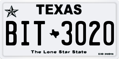 TX license plate BIT3020
