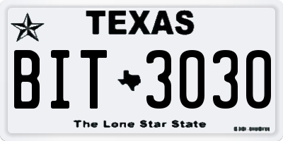 TX license plate BIT3030