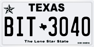 TX license plate BIT3040